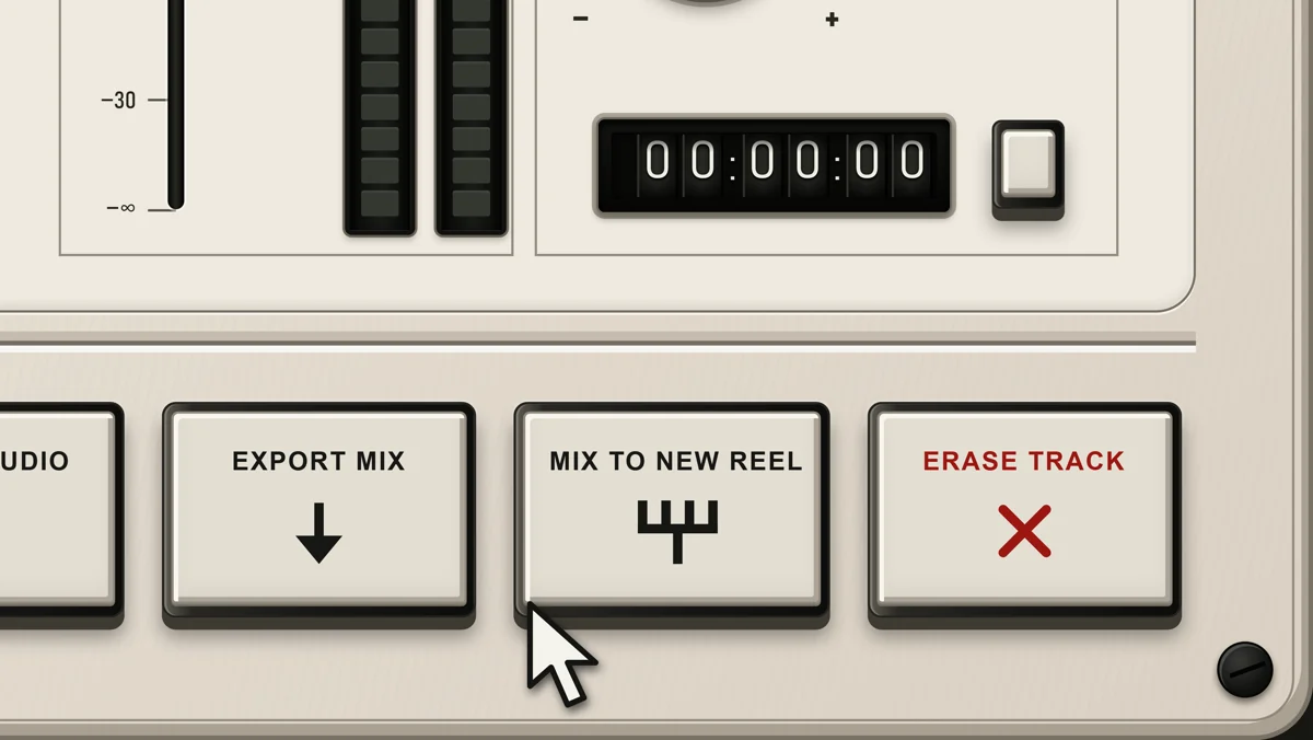 The Export Mix and Mix to New Reel controls on the Field Four console.